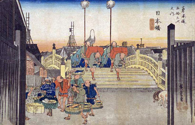 Nihombashi 日本橋 à Edo, d'où partait la route du Tokaido