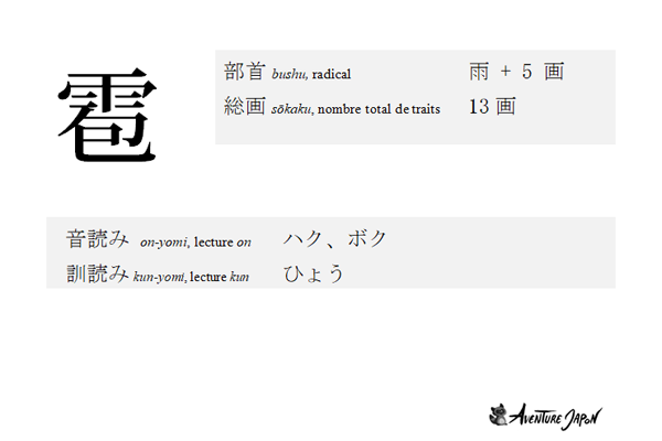 Le Kanji du jour : 雹 © Aventure Japon