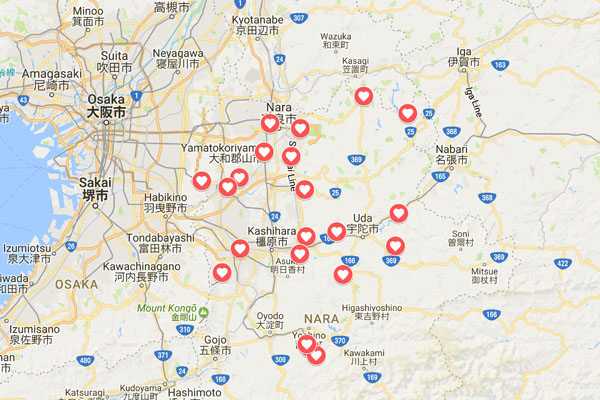 Les plus beaux endroits pour admirer les cerisiers en fleur à Nara 奈良市 et alentours © 2017 Google, ZENRIN