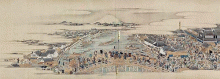 Pont Nihonbashi avec le Mont Fuji en arrière-plan issu du e-maki 絵巻, Kidai shoran 熈代勝覧, datant de 1805 et représentant les gens allant et venant sur l’avenue du Nihonbashi à l’époque. D’une longueur de 12 m © Musée des Beaux-arts asiatiques de Berlin, Museum für Asiatische Kunst Pont Nihonbashi avec le Mont Fuji en arrière-plan issu du e-maki 絵巻, Kidai shoran 熈代勝覧, datant de 1805 et représentant les gens allant et venant sur l’avenue du Nihonbashi à l’époque. D’une longueur de 12 m © Musée des Beaux-arts asiatiques de Berlin, Museum für Asiatische Kunst