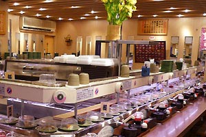 Le restaurant Genroku-zushi 元禄寿司 dans le quartier Umeda 梅田 d'Osaka 大阪